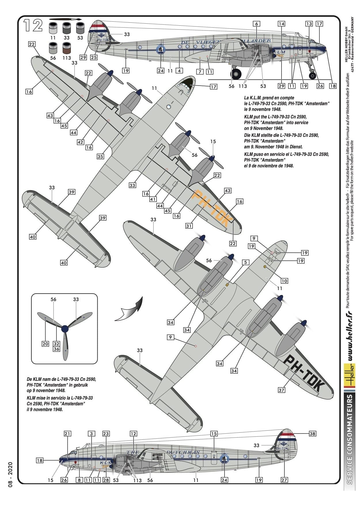 Heller - 80393 - L-749 CONSTELLATION 'FLYING DUTCHMAN' - 1/72 Scale Model